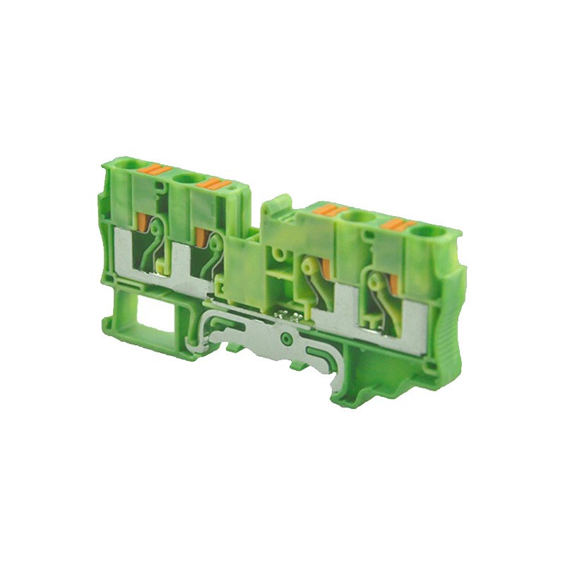 RIT直插式弹片接线端子排RIT6FO-PE双进双出接地型6mm端子