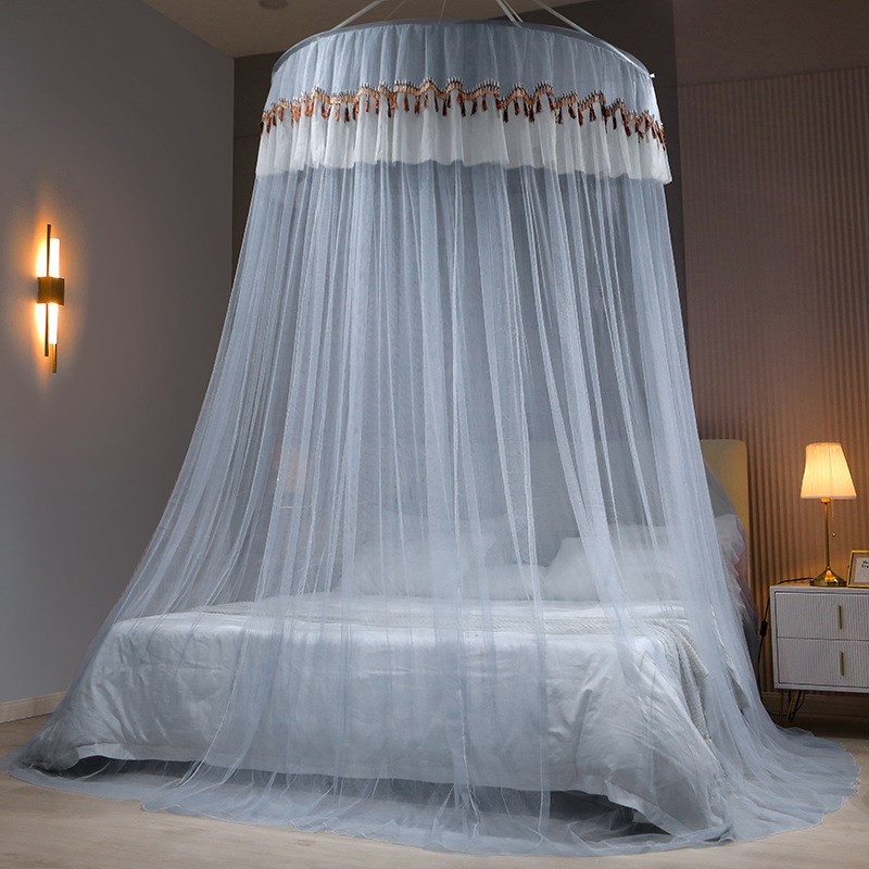 CB2021新款免打孔吊顶圆顶吸顶家用床床幔蚊帐1.2米直径