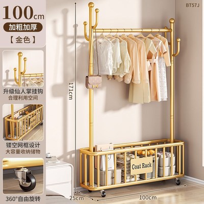 衣帽架落地卧室轻奢家用挂衣架可移动2025新款碳钢管多功能晾衣架