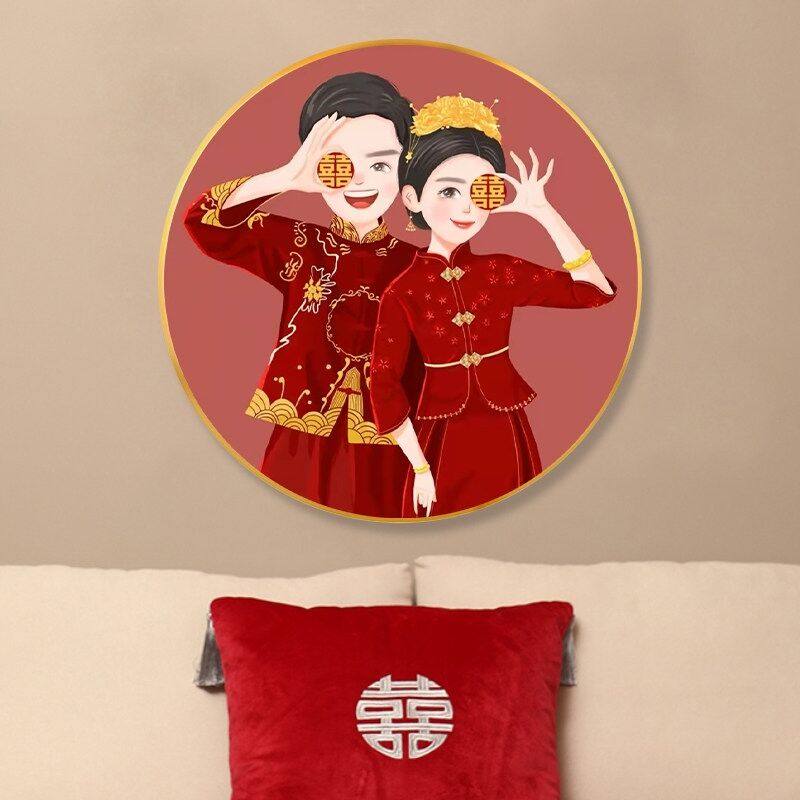 珠绣十字绣全珠子绣新婚喜字图新郎新娘圆形新款串珠绣彩珠绣满绣