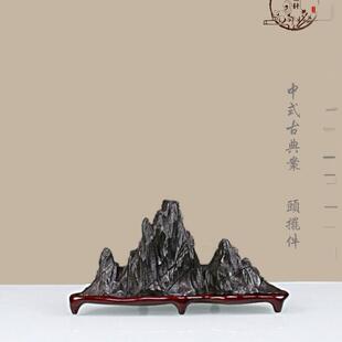 新中式太湖灵璧幽兰石山子笔架山型石头家居玄关禅意装饰工艺摆件