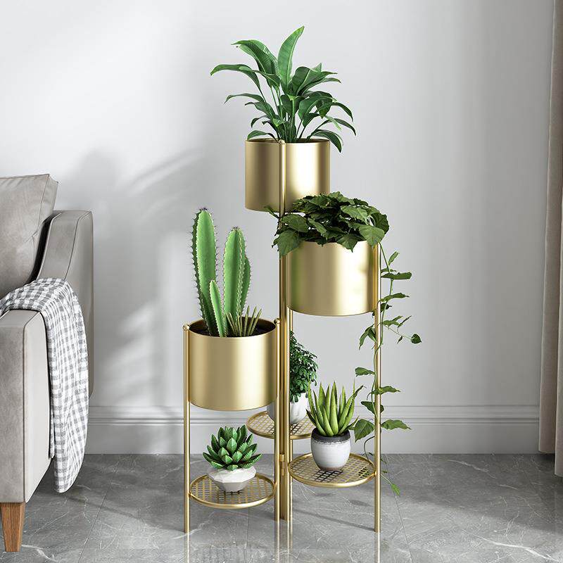 客厅阳台铁艺多层花盆架落地组合花架绿植高低叠合金属种植花桶