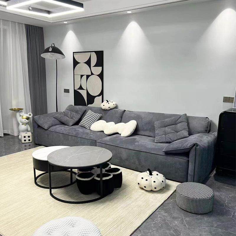 意式奶油风羽绒磨砂布客厅沙发网红款家用布艺直排大象耳朵沙发