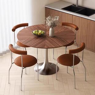 郁金香餐桌豪斯实木拼圆形洽OYG-53M桌小户型法花式中古谈风阳包
