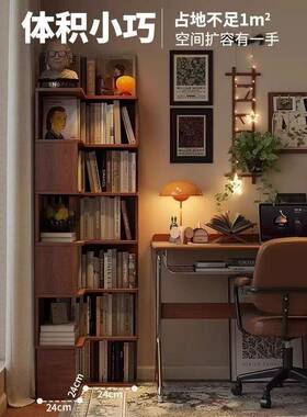 架简易书柜17421架落地物置架客厅转角置物角落书柜拐角储物卧室