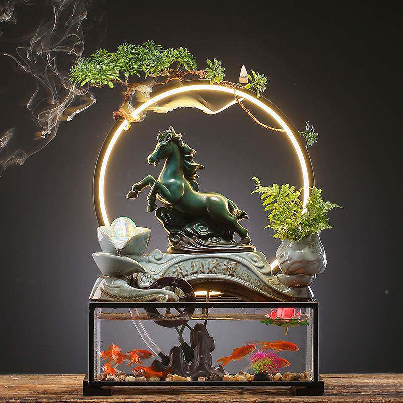 财滚滚招财流生财摆件鱼缸循环水车厅转水运球源客桌面办公ZIG室 - 洛那工厂出品