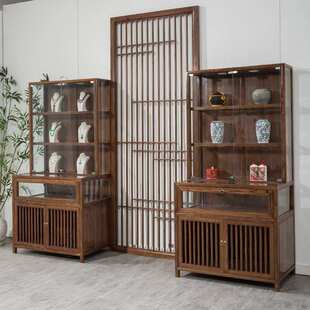 珠宝展示柜榆木榫卯中式复古钱币玉器玻璃柜古董陈列柜壁柜