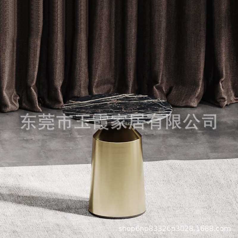 大理石沙发边几不锈钢角几客厅卧室小茶几桌圆形几大理石茶几