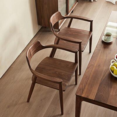 北美黑胡桃木餐椅广岛椅北欧日式饭桌椅子简约书椅休闲椅办公椅