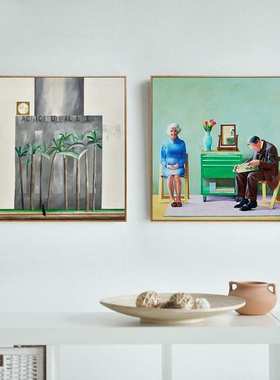 E4C油画正方形人像装饰画人物挂画人体蓝色波普艺术裸