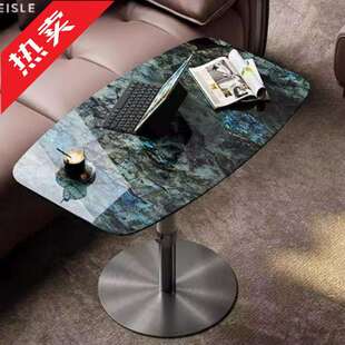 意式轻奢蓝翡翠奢石边几客厅可升降旋转简约角几设计师款小茶几