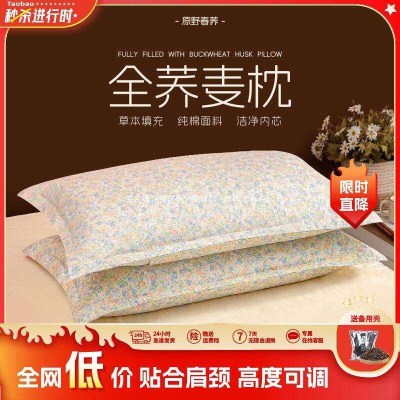 荞麦枕头枕芯纯棉家用儿童成人睡眠枕侧睡荞麦皮四季通用透气达梦