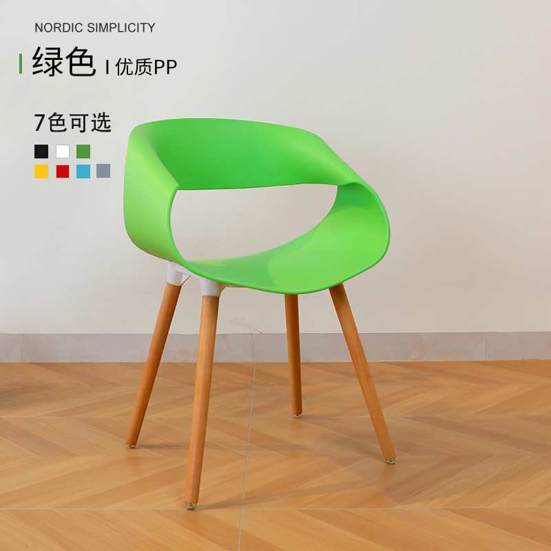 北欧PP塑料椅休闲椅现代简约办公室售楼处洽谈椅餐椅蛋卷椅塑木椅图片