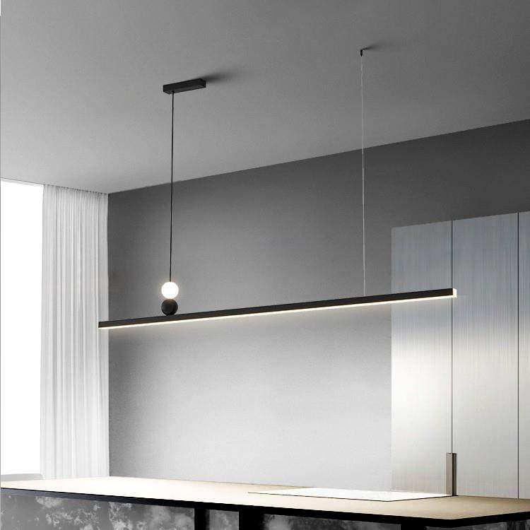 餐厅吊灯极简意式轻奢铝材吧台设计师办公室北欧餐桌一字长条吊灯