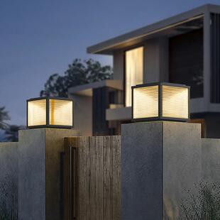 太阳能柱头灯户外庭院灯简约防水别墅大门围墙灯花园柱子门柱柱灯