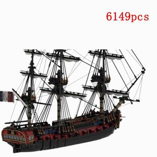 1小颗粒拼装积木MOC-144875法国28门炮护卫舰船模型玩具高难度