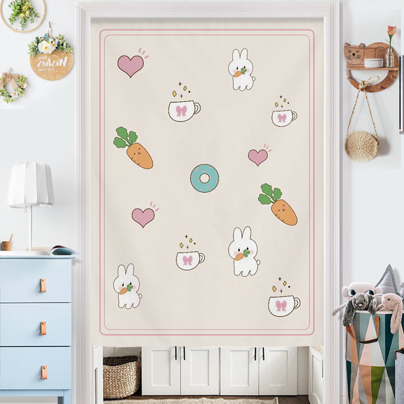 门帘隔断帘卧室客厅帘子网红布帘房间入户半帘免打孔家用儿童房