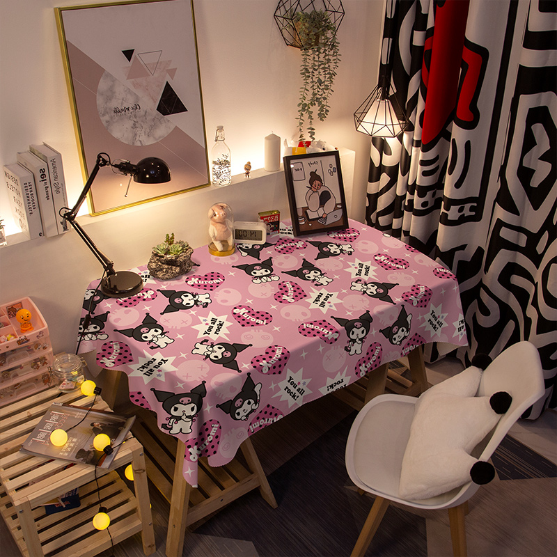 卡通库洛米儿童书桌防水长桌布可定制学生电脑桌垫布可水洗餐桌布