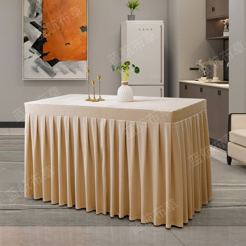 酒店定制会议桌布餐桌台布长方形桌套罩酒店桌裙签到展会活动台裙