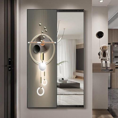 现代轻奢隐藏式推拉全身镜壁挂式卧室玄关试衣镜子隐形穿衣镜壁画