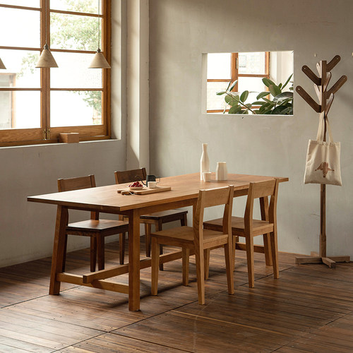 MUMO木墨 支架桌 新造系列简约黑胡桃红橡实木餐桌餐厅书房多规格