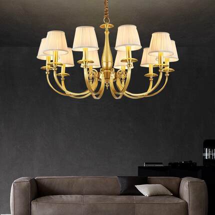 美式全铜吊灯欧式轻奢大气客厅餐厅卧室别墅酒店大厅LED家用灯具