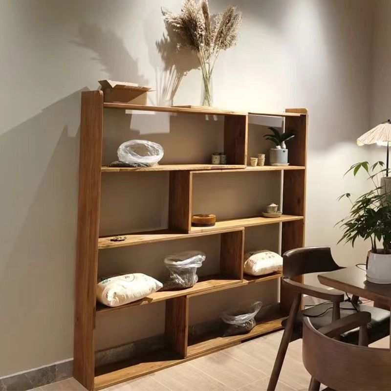 实木日式简约多层可伸缩置物架手工松木书架桌面落地层家用层列架