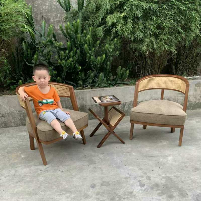 实木简约设计师家具客餐厅酒店售楼处样板房编藤餐椅书椅休闲椅子