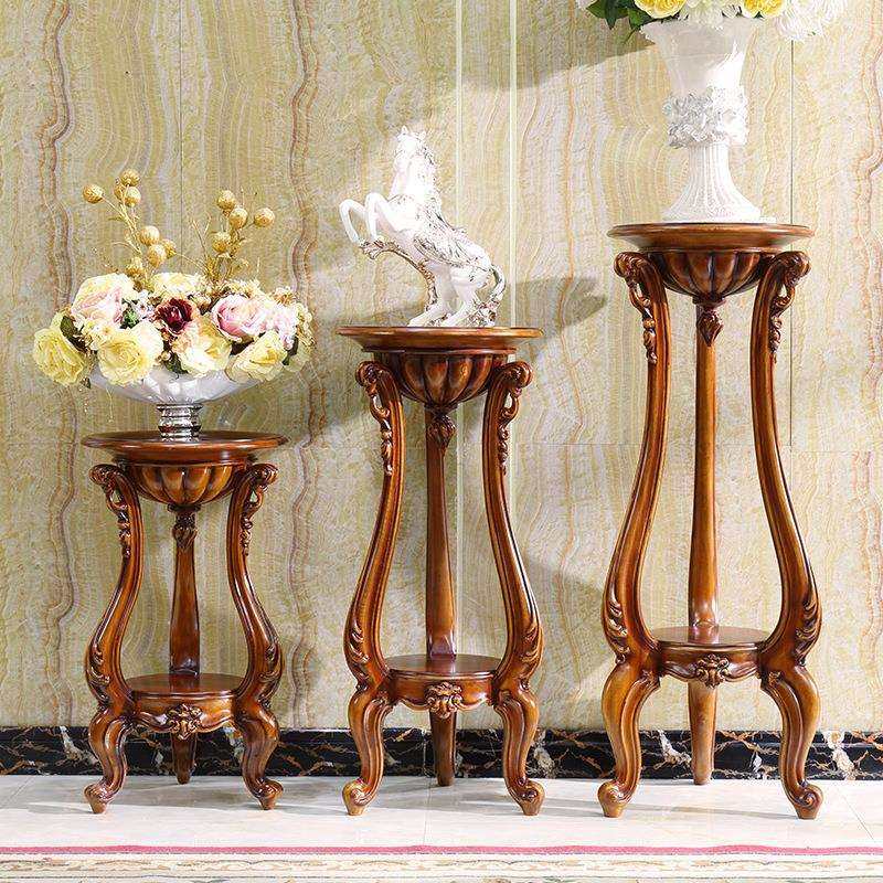 欧式花架客厅两层置物架落地室内家用实木花架美式乡村花盆架花几,电子元器件市场,其它元器件,淘宝优惠券,粉丝福利购,淘宝优惠卷