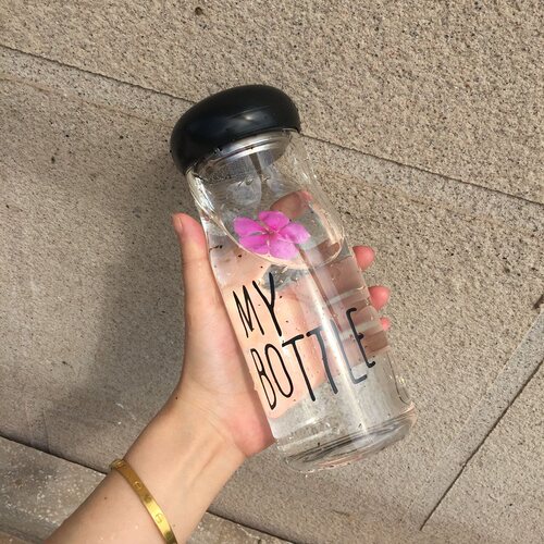 时尚水果花茶便携带茶隔大容量my bottle透明玻璃杯 耐高温含布套