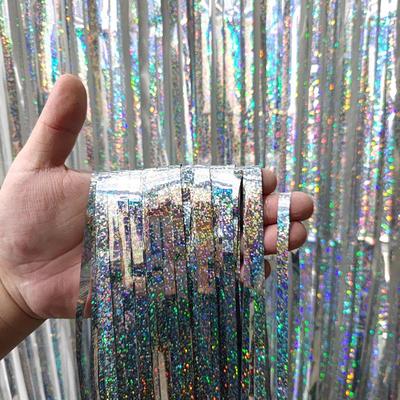 情人节高亮银白雨丝帘炫彩生日装饰布置道具创意亮片流苏彩带定制