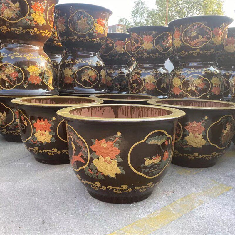 养睡莲铜钱草荷花专用盆缸特大水培陶瓷鱼缸加厚无孔种植花盆造景