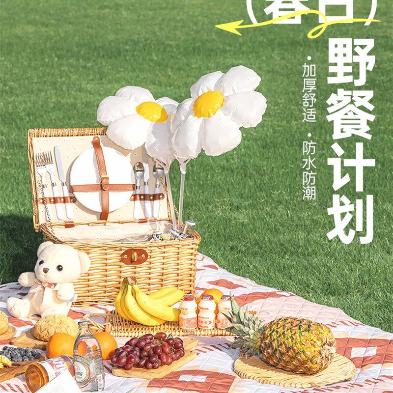 野餐垫精致露营家用公园草地毯子地垫户外便携可机洗超声波野餐垫