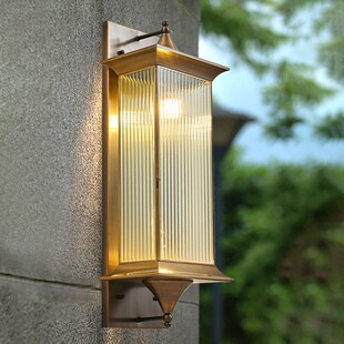 欧式全铜户外壁灯别墅花园大门柱子两侧外墙灯室外防水围墙庭院灯