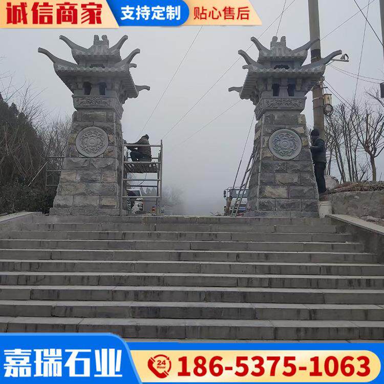 石雕汉阙门口摆件汉白玉仿古建筑门楼汉代标志建筑景区雕刻汉阙
