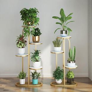 悦伦家居北欧现代铁艺花架室内多层绿植花盆架客厅架子阳台简约落