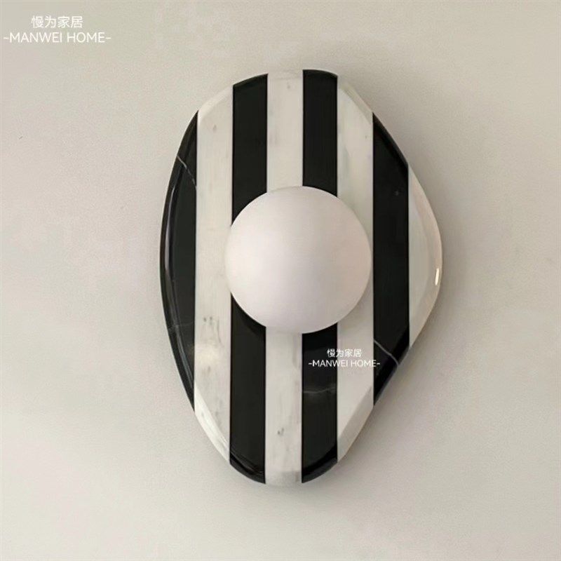 墨尔本黑白条纹中古大理石球泡泡个性设计客厅餐厅卧室床头壁灯具,家装灯饰光源,客厅吊灯,淘宝优惠券,粉丝福利购,淘宝优惠卷