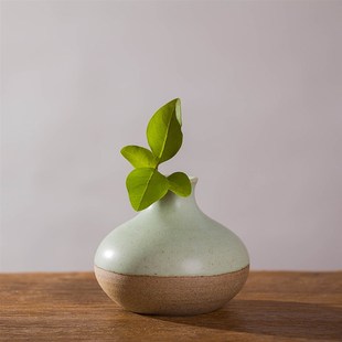 青物烧陶瓷茶席摆件古色古香创意小花插花瓶现流行茶道小花插