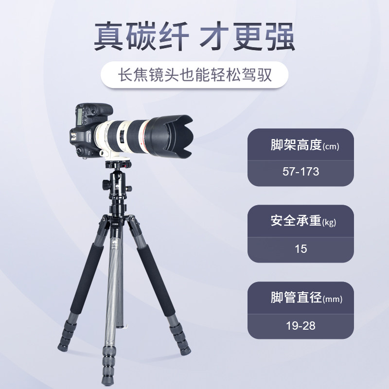 SIRUI思锐R2204碳纤维三脚架套装单反三角架相机摄影摄像机通用支架专业稳定视频拍摄球形阻尼云台轻便碳纤架
