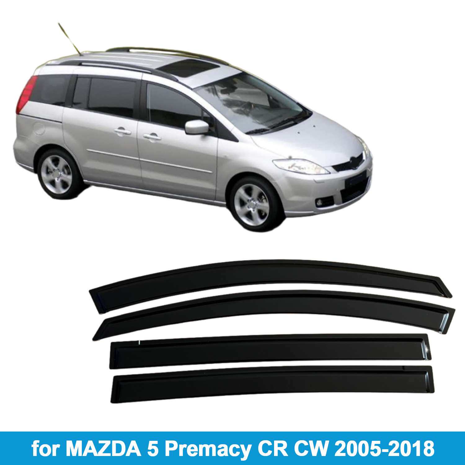适用马自达MAZDA Premacy 2005-2018晴雨挡侧窗导流板雨眉加厚