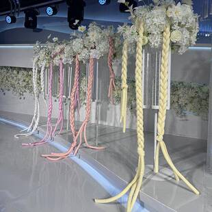 婚礼堂舞台布置辫彩彩EBK色麻辫吊挂装饰创意造花橱窗背景布置景