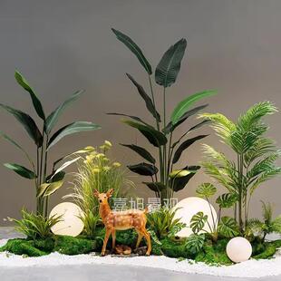仿真绿植造景角组关楼梯下转合仿真绿植热带假植物玄橱窗落地装饰