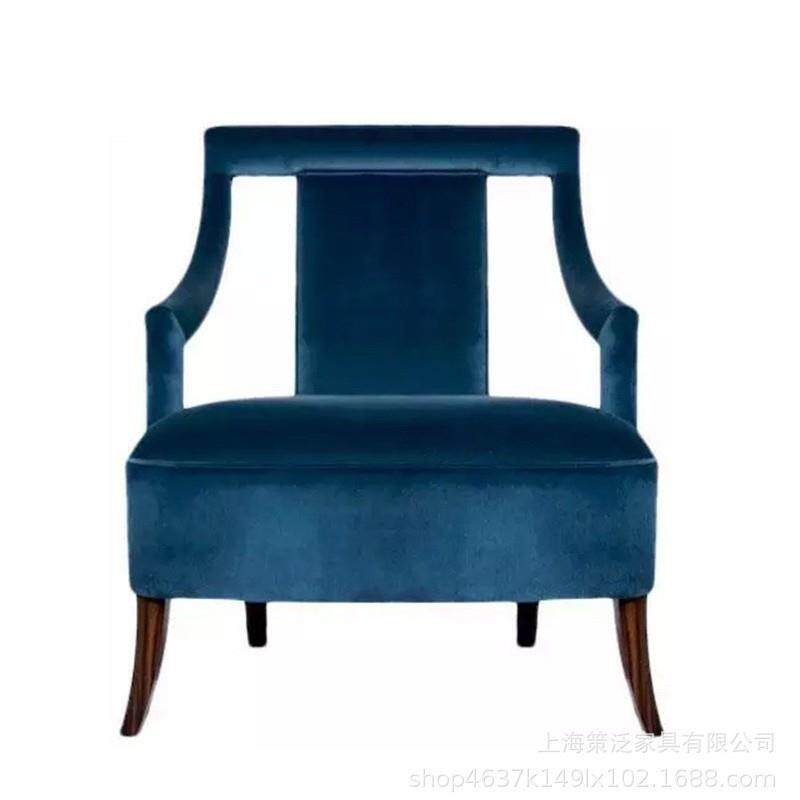 美式乡村单人沙发北欧简约现代布艺休闲椅地中海书房椅餐椅酒吧椅