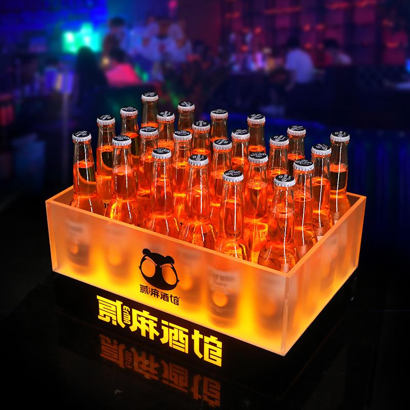 新款磨砂发光冰桶清吧酒馆氛围啤酒桶LED亚克力冰桶酒吧KTV用品