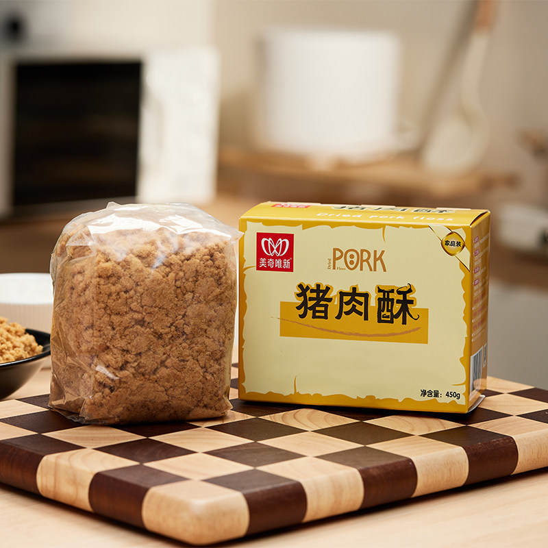 美奇唯新肉松新鲜猪后腿肉制作浙江特产烘焙肉类零食家庭盒装450g图片