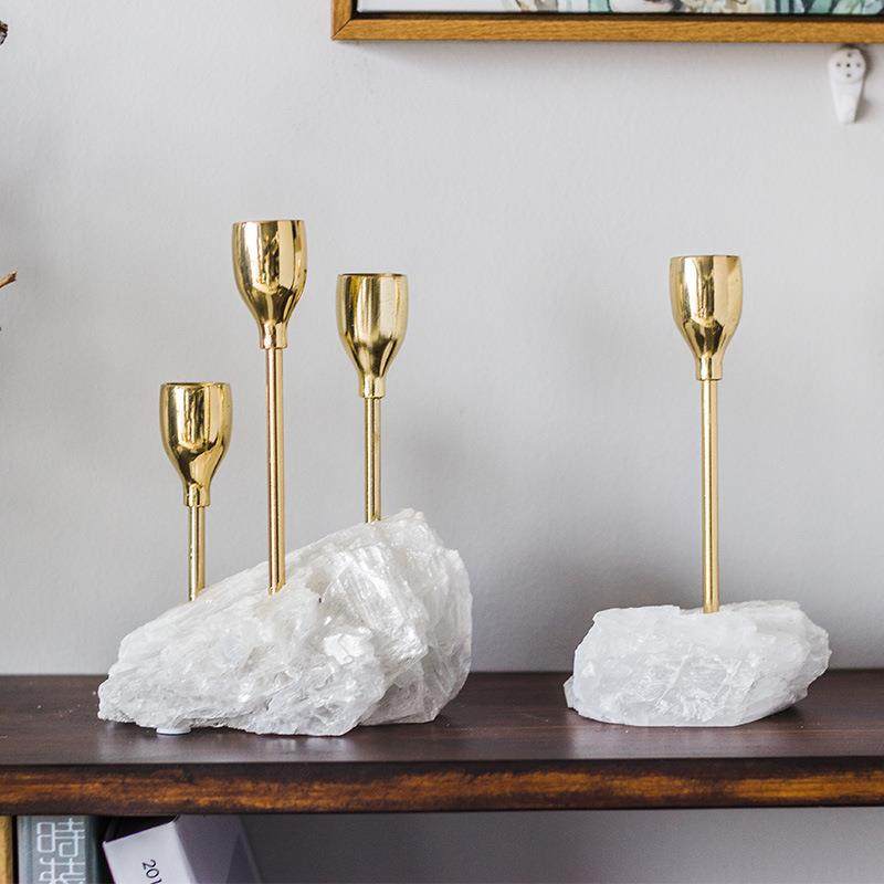 简约创意天然晶体矿石烛台酒吧西餐厅餐桌样板间家居浪漫蜡烛摆件,电子元器件市场,其它元器件,淘宝优惠券,粉丝福利购,淘宝优惠卷