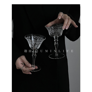 Qnmin 客里莺花繁似锦创意玻璃鸡尾酒杯子啤酒红酒葡萄香槟酒杯
