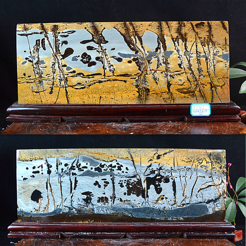 天然草花石图案奇石桌面摆件国画石原石头画面石观赏石景观石包邮