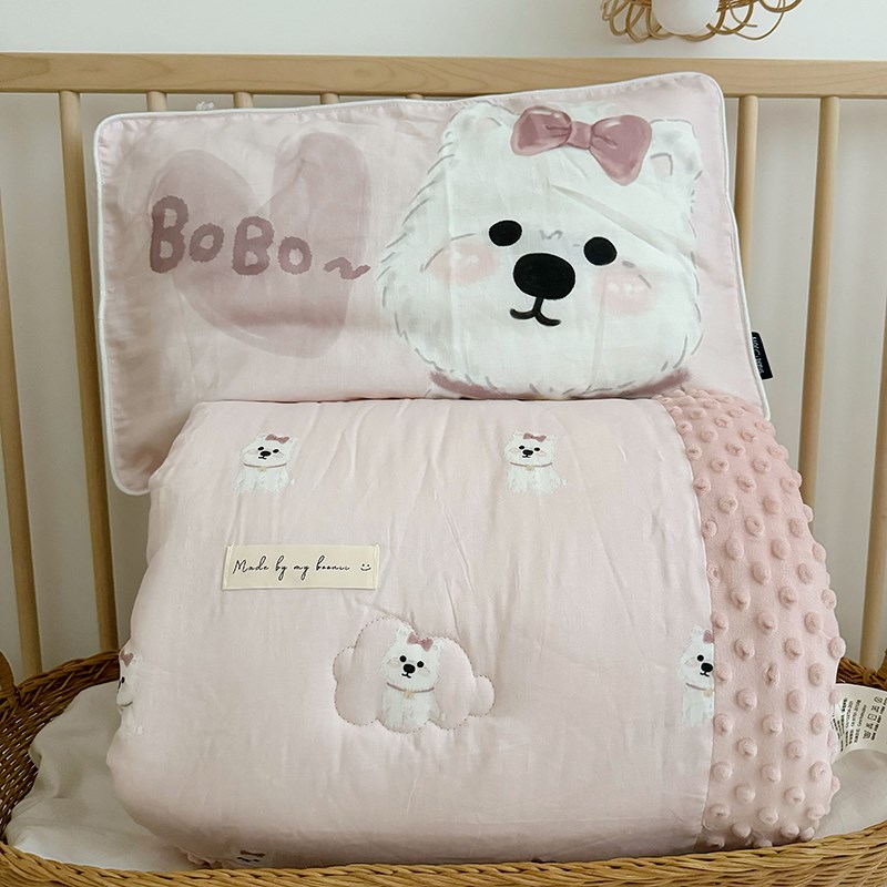 儿童全棉双层纱豆豆被可机洗A类纱布婴儿豆豆毯子秋冬宝宝大豆被