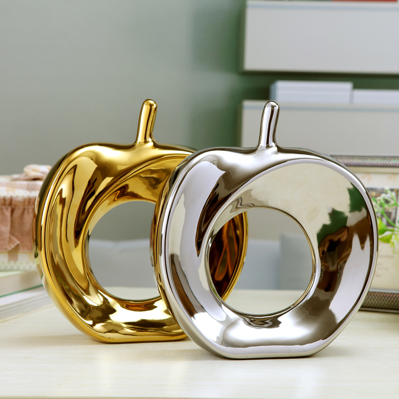 现代简约金银色客厅家居装饰品创意电视酒柜陶瓷工艺品摆件艺术品